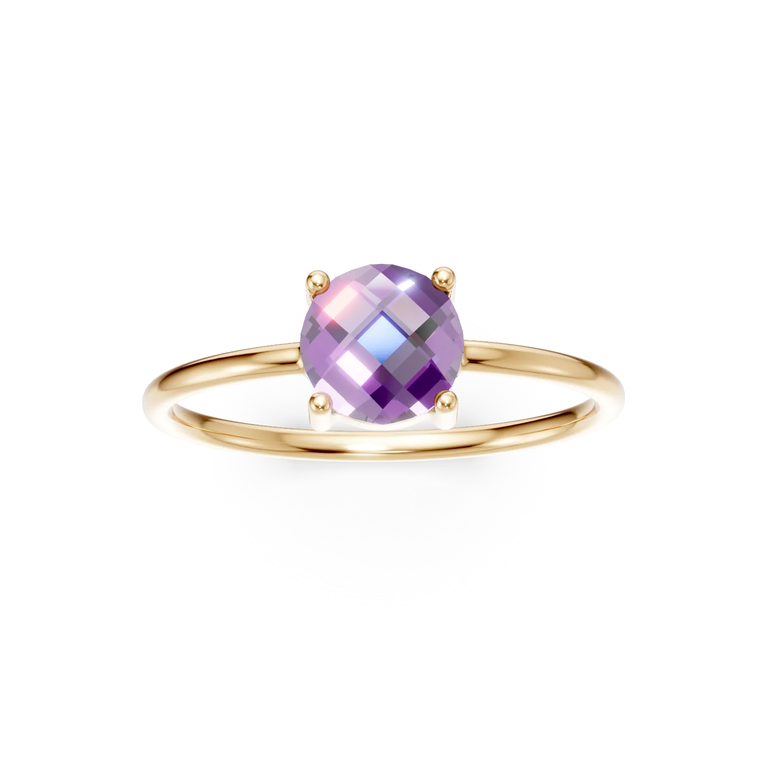 Inel minimalist din aur galben cu zirconia violet deschis JANINE - 3