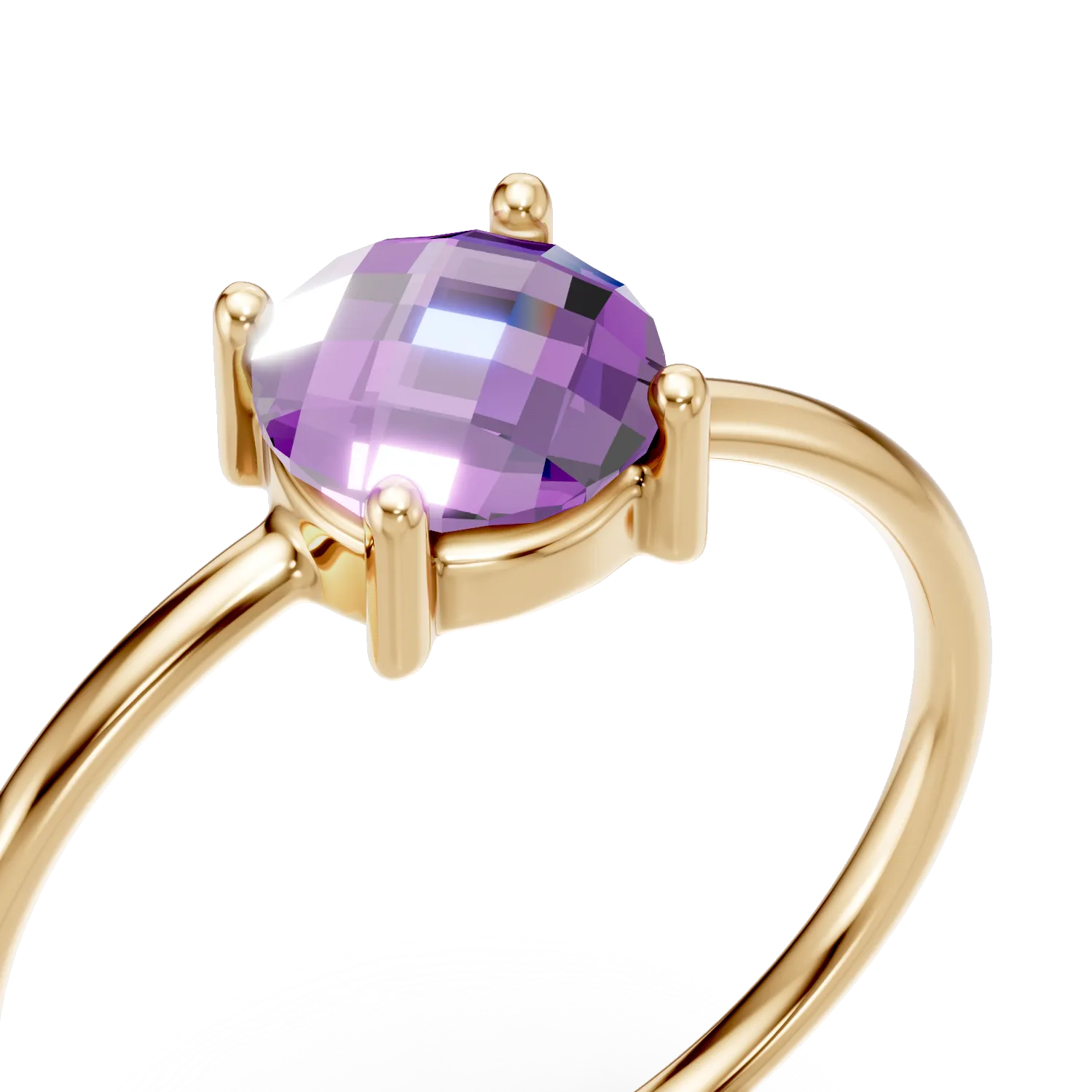 Inel minimalist din aur galben cu zirconia violet deschis JANINE - 4