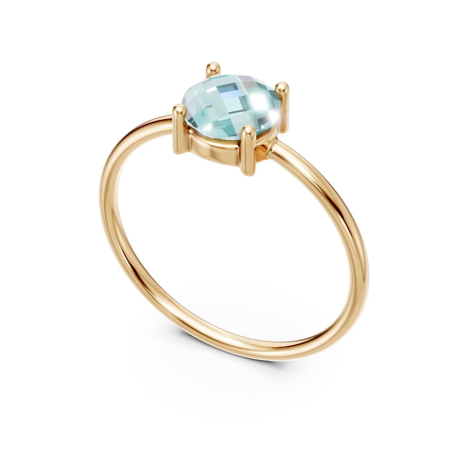 Inel minimalist din aur galben cu zirconia albastru deschis JANINE - 2