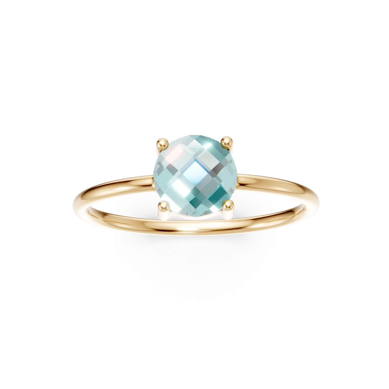 Inel minimalist din aur galben cu zirconia albastru deschis JANINE - 3