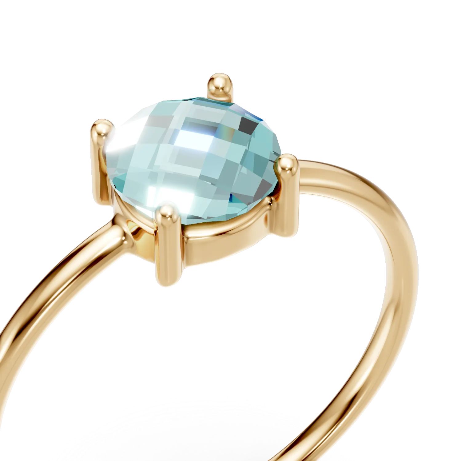 Inel minimalist din aur galben cu zirconia albastru deschis JANINE - 4