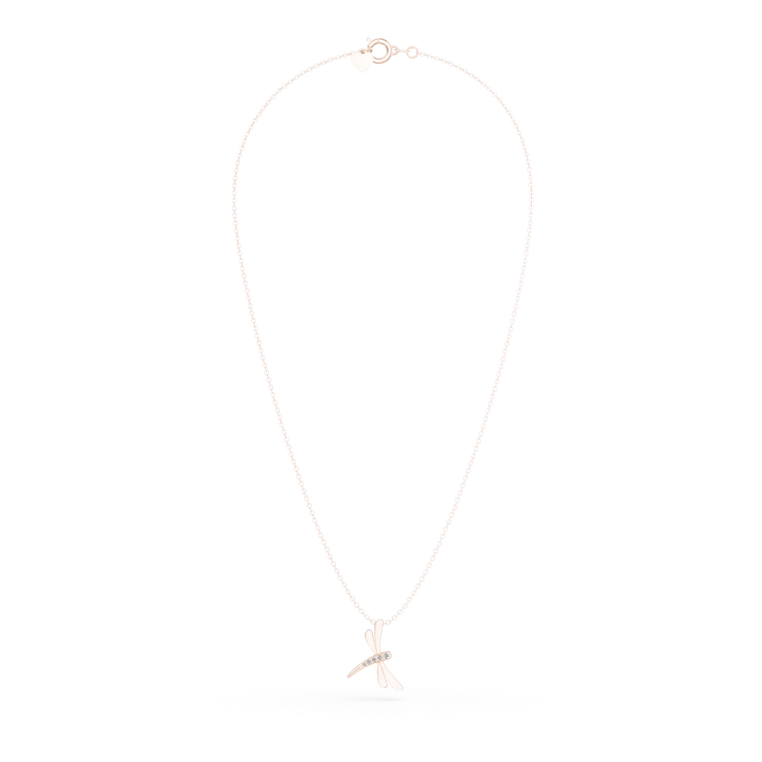 Lant din aur roz cu pandantiv libelula cu diamante de 0.017ct JANINE - 2