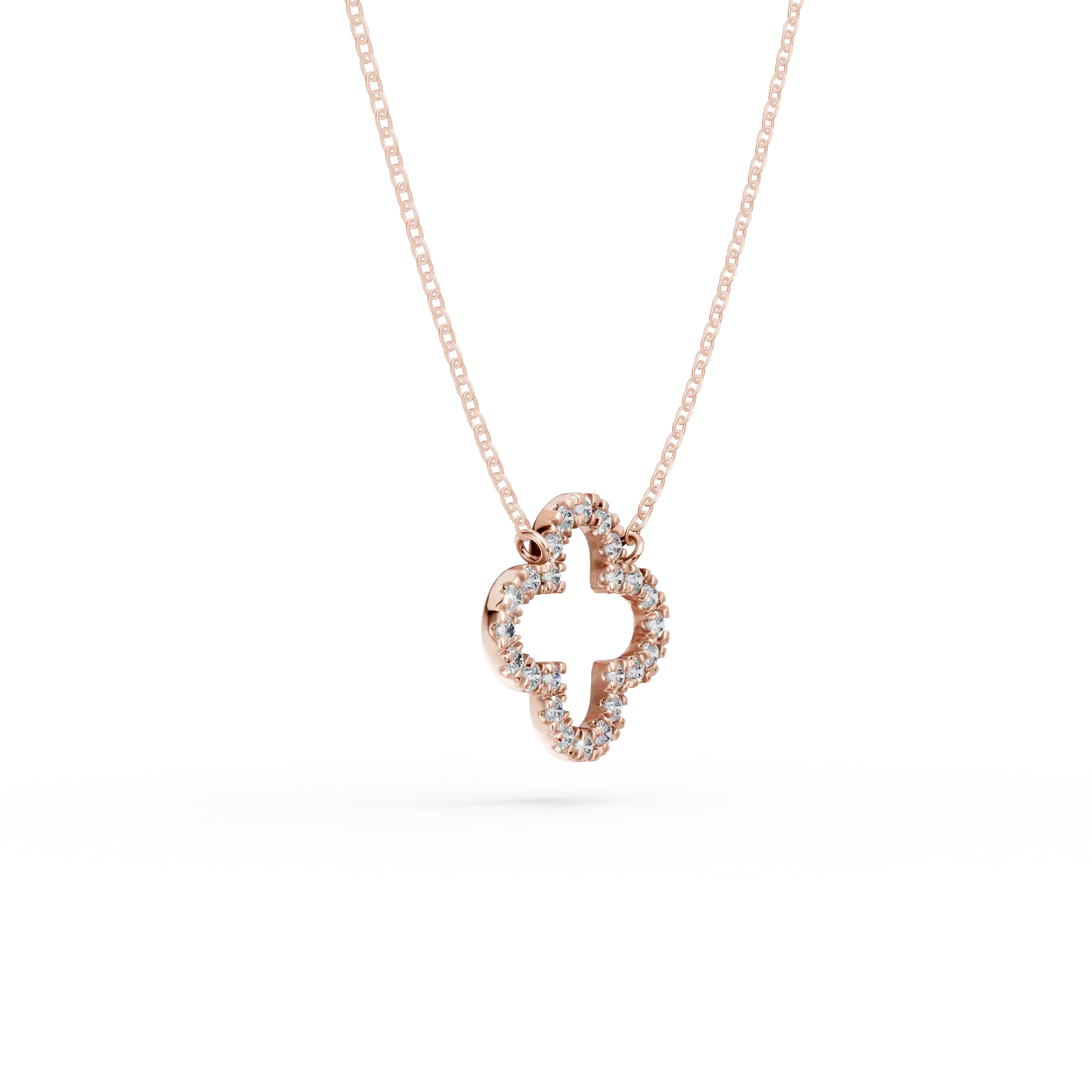 Lant din aur roz cu pandantiv geometric cu diamante de 0.058ct JANINE - 3