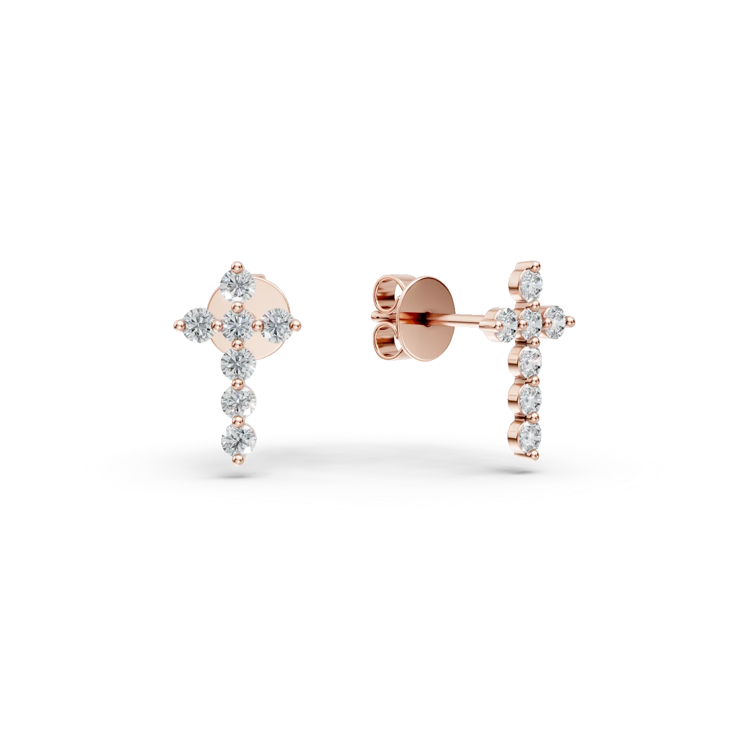 Cercei cruciulita din aur roz cu diamante de 0.09ct JANINE - 2