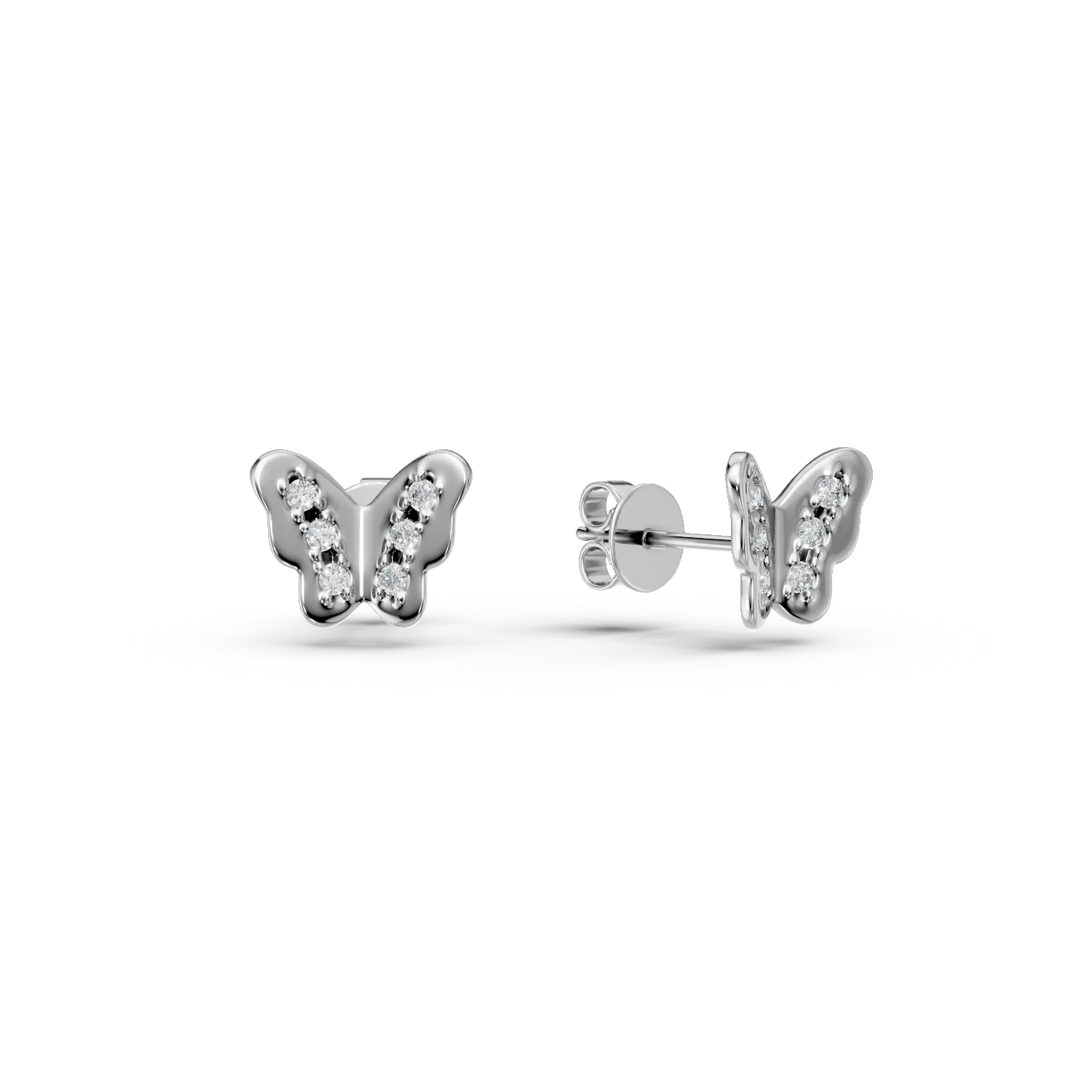 Cercei fluturi din aur alb cu diamante de 0.08ct JANINE - 2