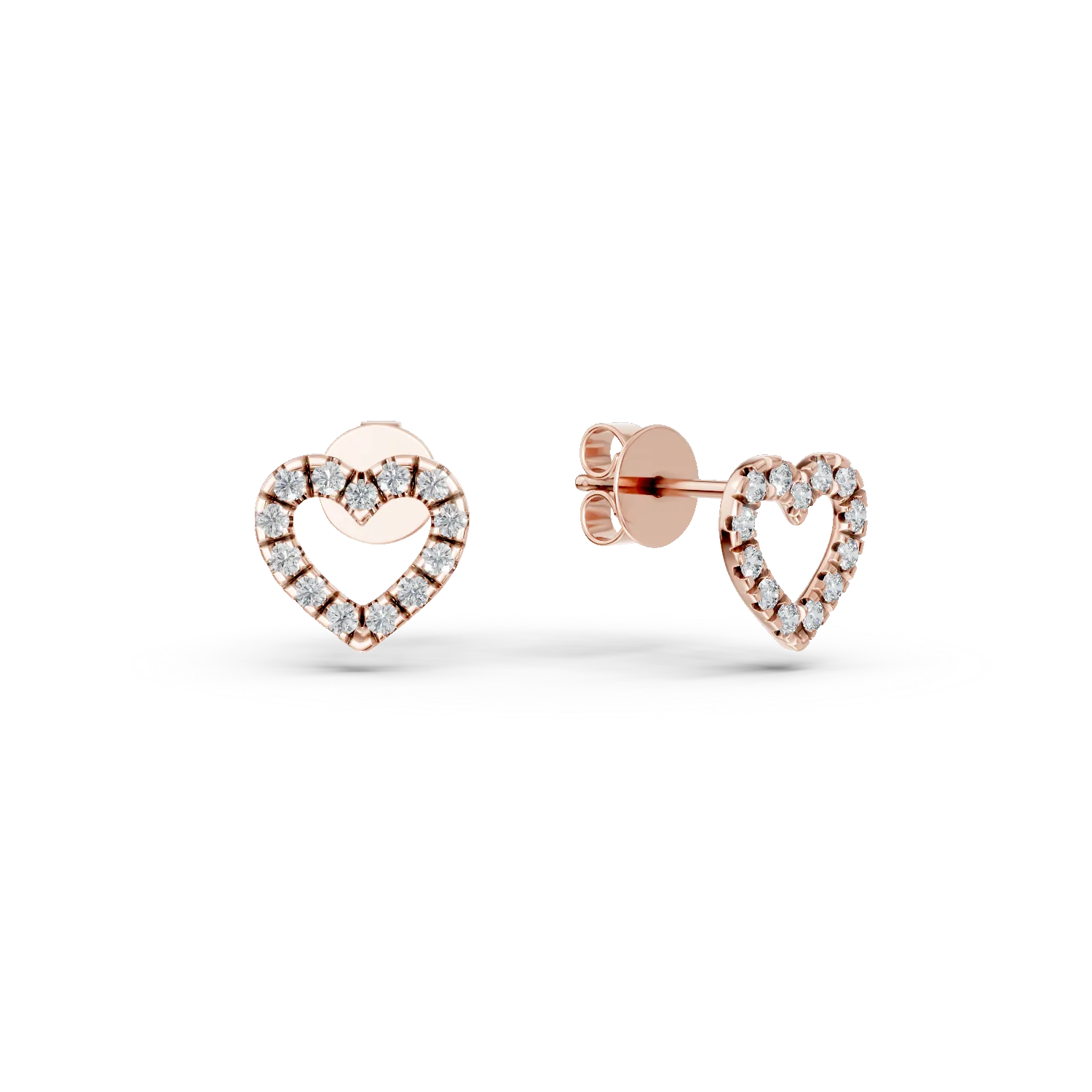 Cercei inimioare din aur roz cu diamante de 0.09ct JANINE - 2