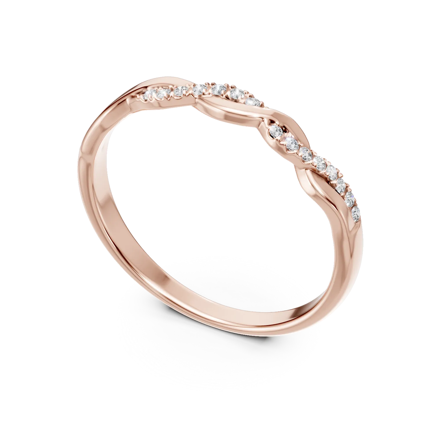 Inel rasucit din aur roz cu diamante de 0.06ct JANINE - 2