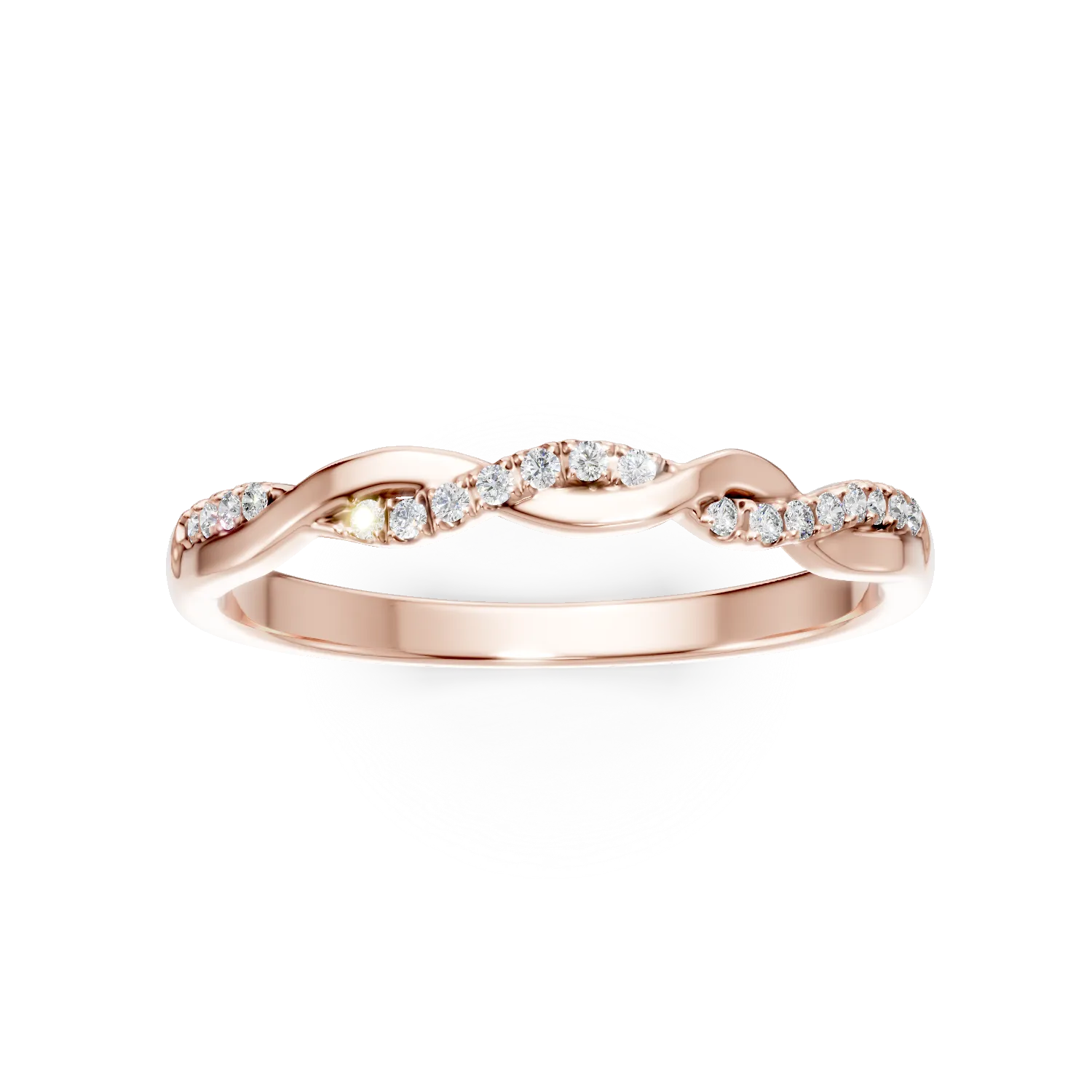Inel rasucit din aur roz cu diamante de 0.06ct JANINE - 3