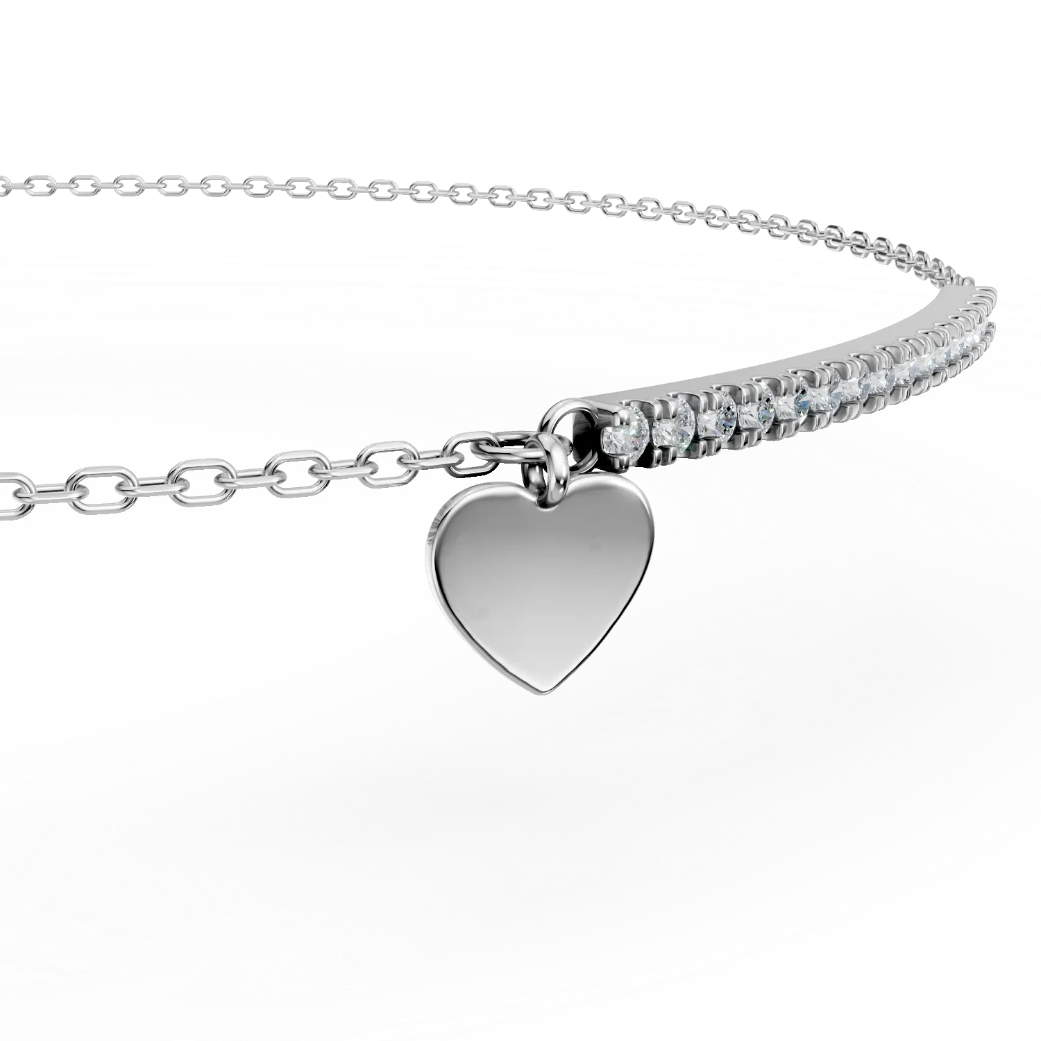 Bratara din aur alb cu diamante de 0.07ct si pandantiv inima JANINE - 2