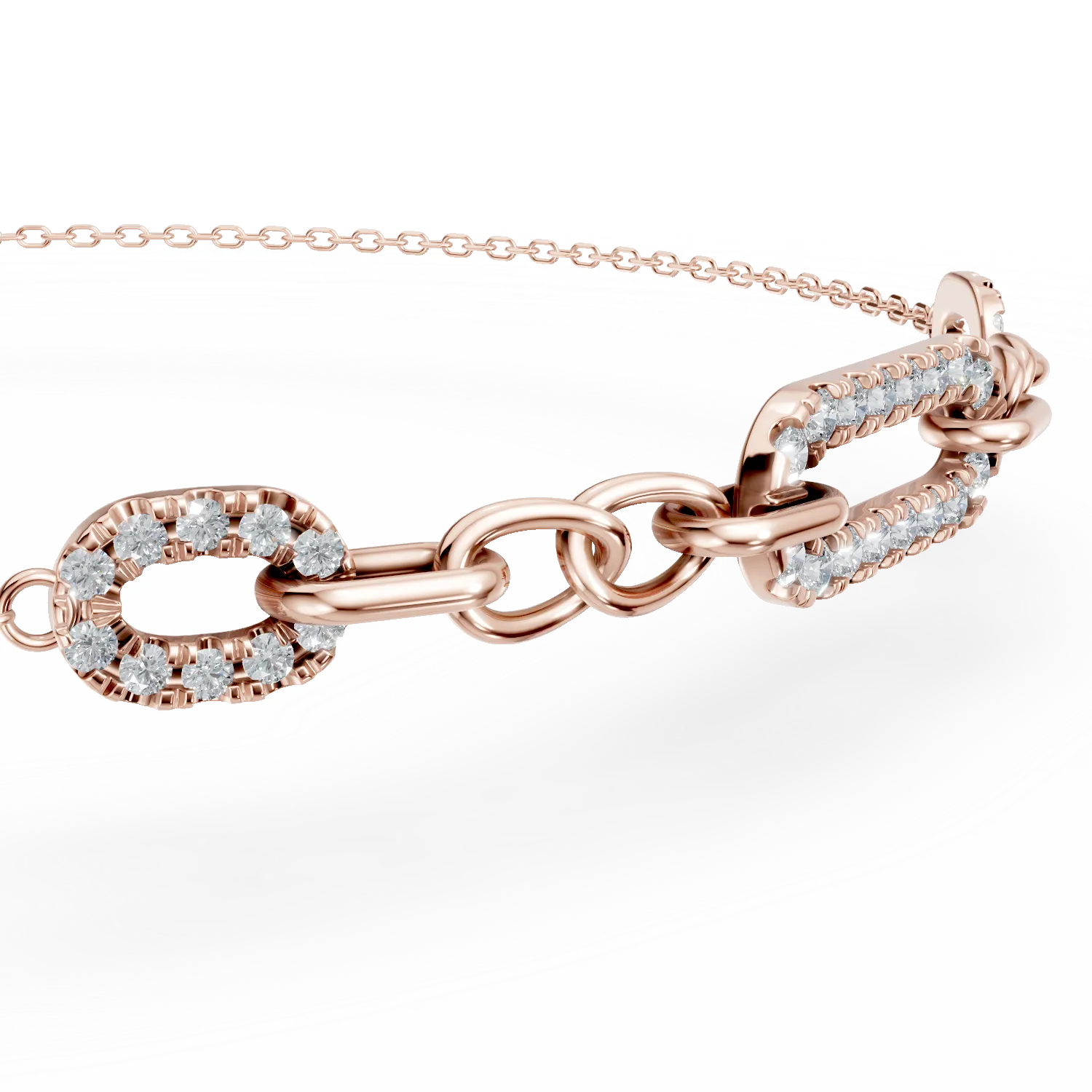 Bratara din aur roz cu pandantive geometrice cu diamante de 0.16ct JANINE - 2